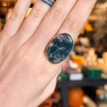 Ravenstone Crystals Moss Agate Ring "Azalea" - Size 8.5