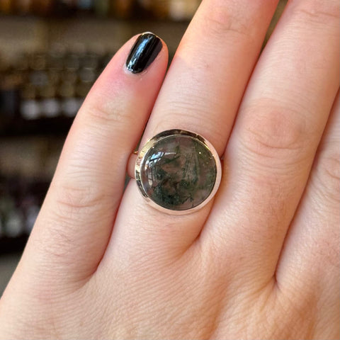 Ravenstone Crystals Moss Agate Ring "Cooper" - Size 10