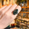 Ravenstone Crystals Moss Agate Ring "Estefani" - Size 8