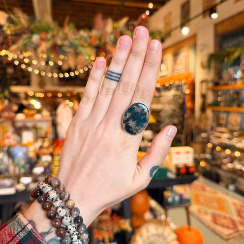 Ravenstone Crystals Moss Agate Ring "Eve" - Size 8
