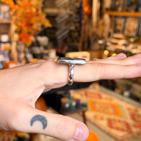 Ravenstone Crystals Moss Agate Ring "Luna" - Size 9.5