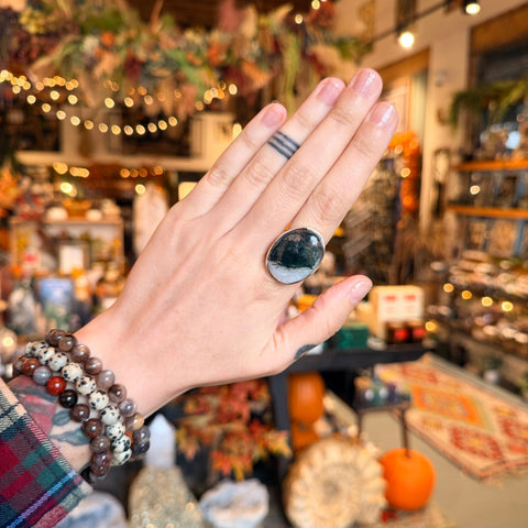 Ravenstone Crystals Moss Agate Ring "Vanessa" - Size 10