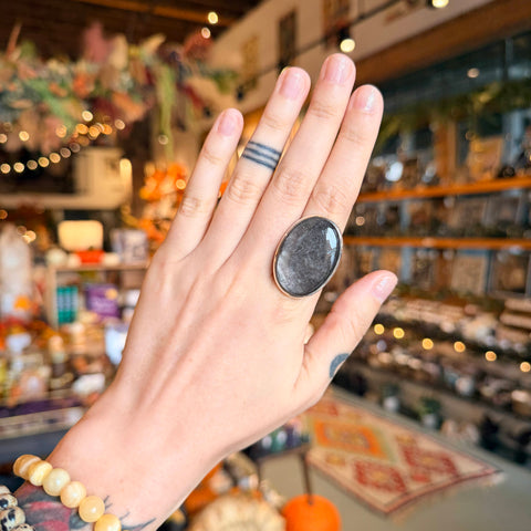 Ravenstone Crystals Obsidian Ring "Brett" - Size 7.5