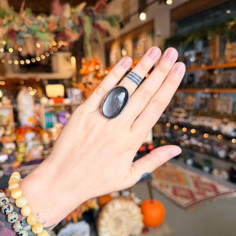 Ravenstone Crystals Obsidian Ring "Siobhan" - Size 5