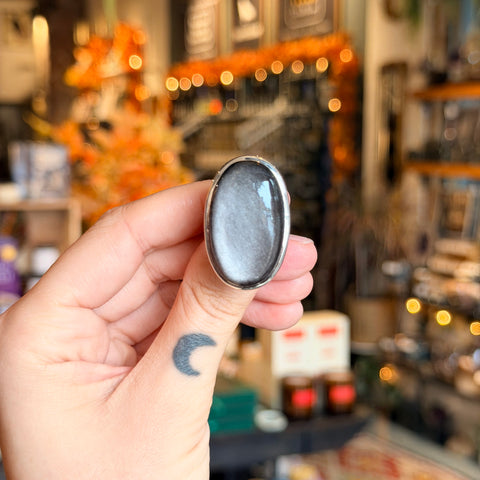 Ravenstone Crystals Obsidian Ring "Siobhan" - Size 5
