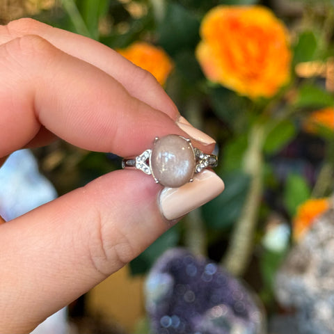 Ravenstone Crystals Pink Moonstone Ring "Dina" - Size 8