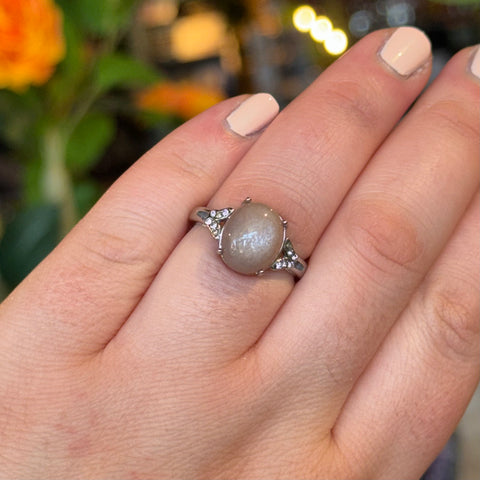 Ravenstone Crystals Pink Moonstone Ring "Dina" - Size 8