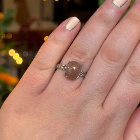 Ravenstone Crystals Pink Moonstone Ring "Lillian" - Size 10