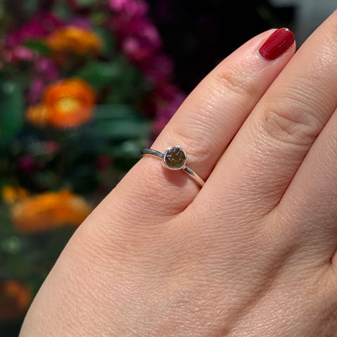 Ravenstone Crystals Raw Moldavite Ring "Brynn" - Size 6