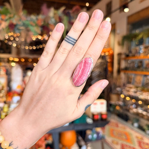 Ravenstone Crystals Rhodochrosite Ring "Ingrid" - Size 7