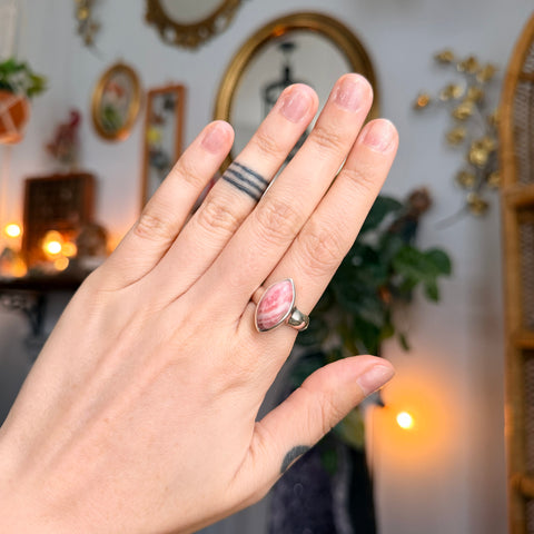 Ravenstone Crystals Rhodochrosite Ring "Joey" - Size 7.5