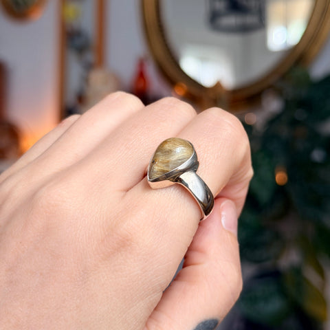Ravenstone Crystals Rutilated Quartz Ring "Scarlett" - Size 8