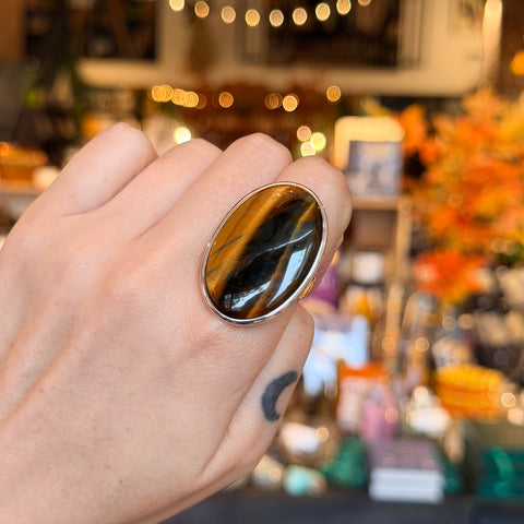 Ravenstone Crystals Tiger's Eye Ring "Claudia" - Size 9.5
