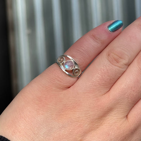 Ravenstone Crystals Vintage Moonstone Ring "Sarah" - Size 5