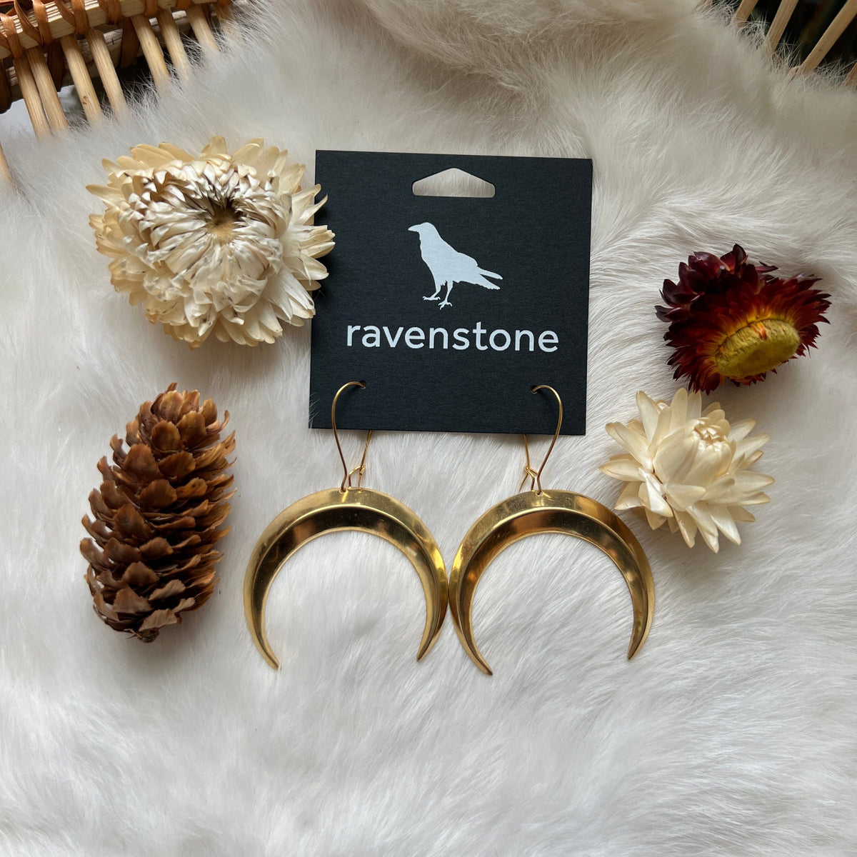 Ravenstone The Big Brass Moon Earrings