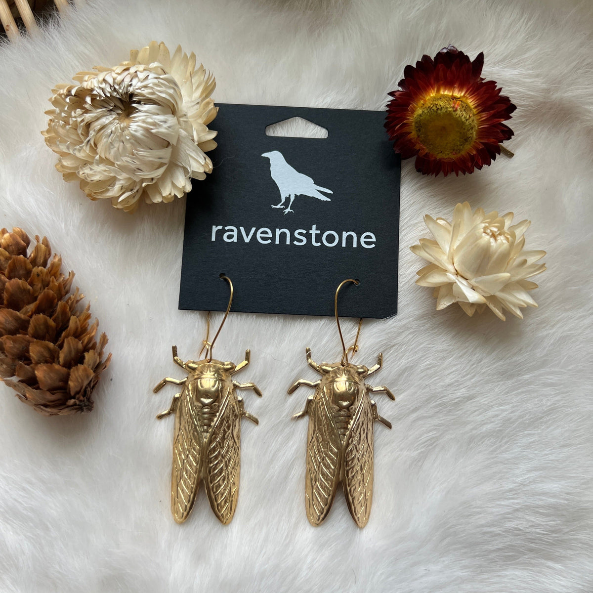 Ravenstone The Brass Cicada Earrings