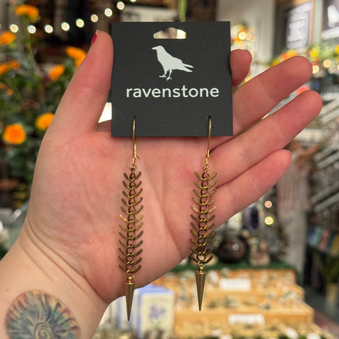 Ravenstone The Brass Spine and Spike Earrings