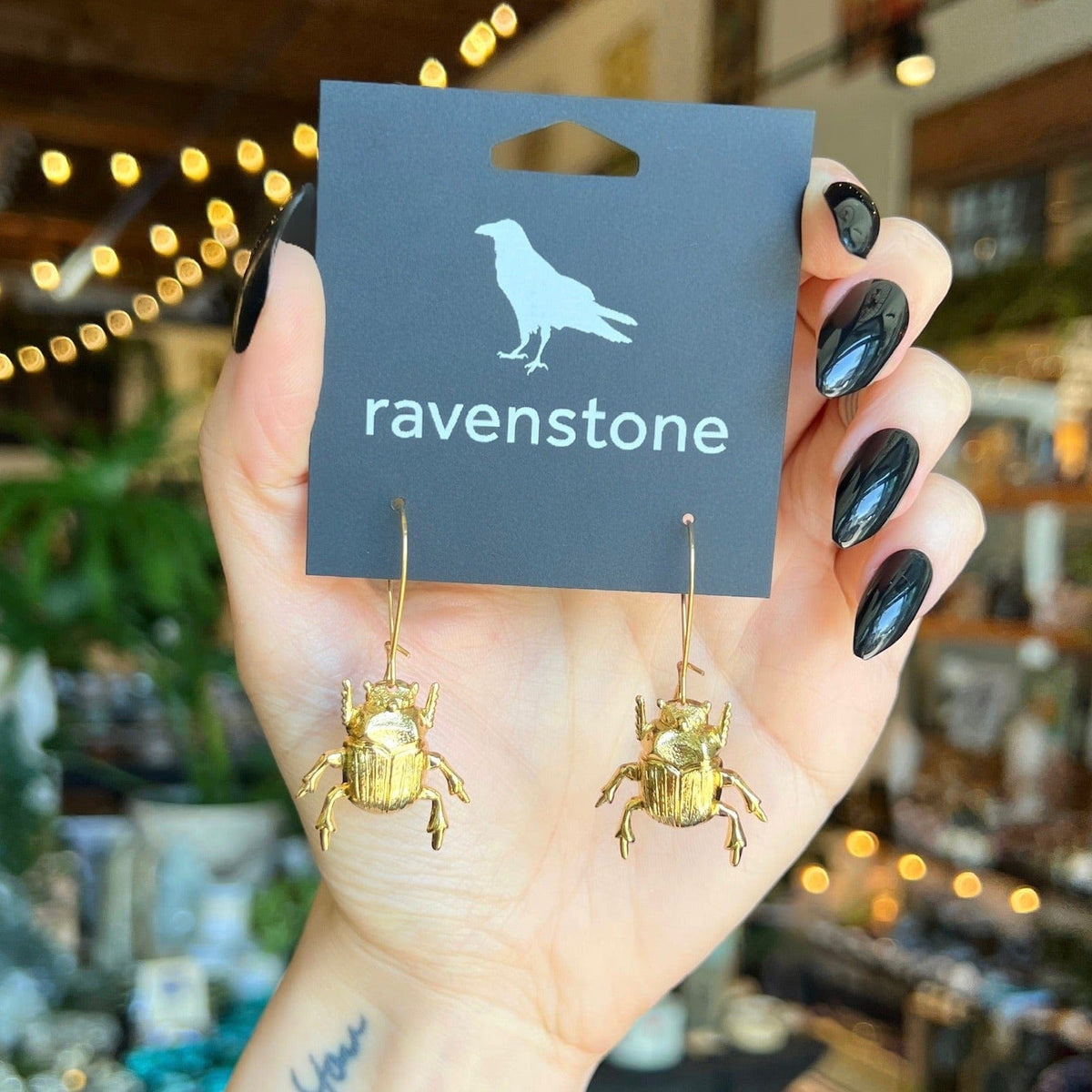 Ravenstone The Golden Beetle Babe Earrings