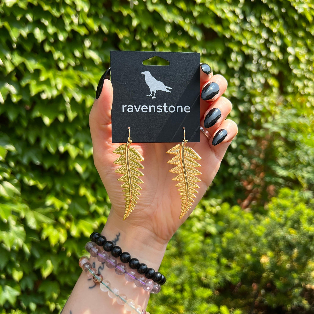 Ravenstone The Golden Fern Earrings