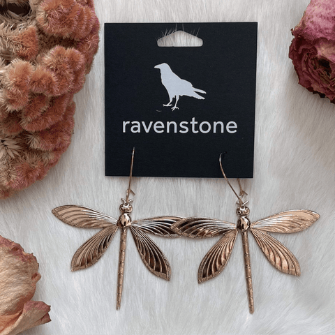 Ravenstone The Rose Gold Dragonfly Earrings