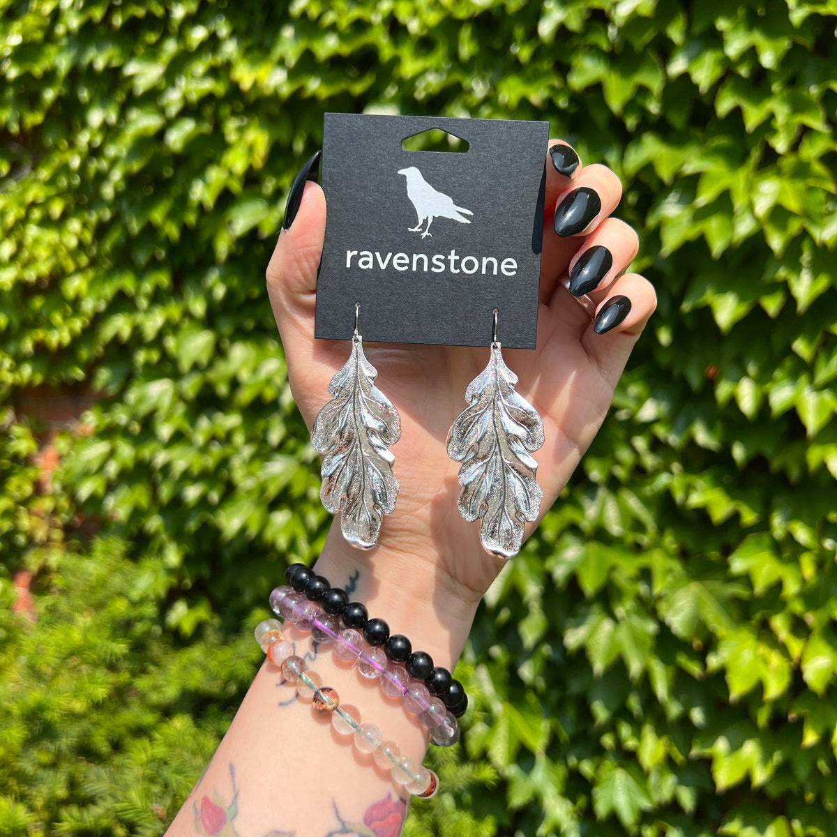 Ravenstone The Silver Oak Leaf Earrings