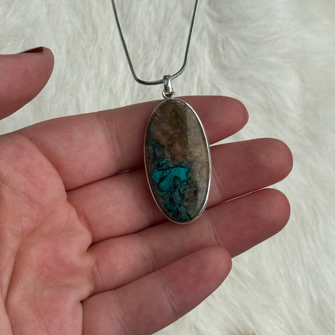 Ravenstone Azurite | Chyrsocolla Necklace "Draco"