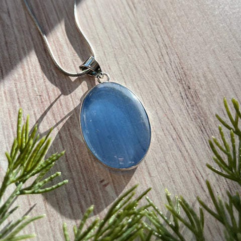Ravenstone Blue Chalcedony Necklace "Ted"