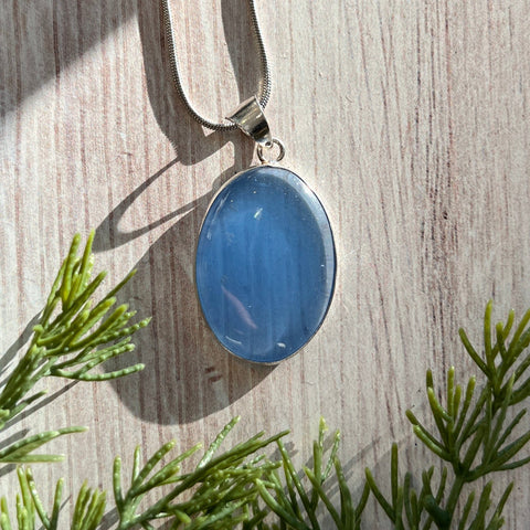 Ravenstone Blue Chalcedony Necklace "Ted"