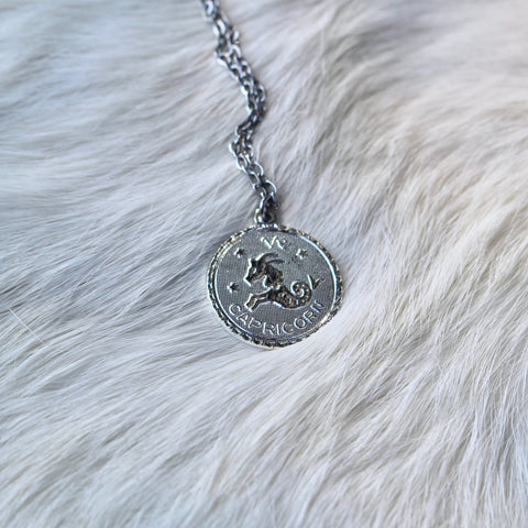 Ravenstone Capricorn (December 22 – January 19) The Silver Zodiac Necklace