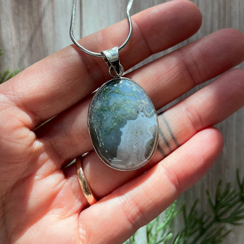 Ravenstone Moss Agate Necklace "Alejandra"