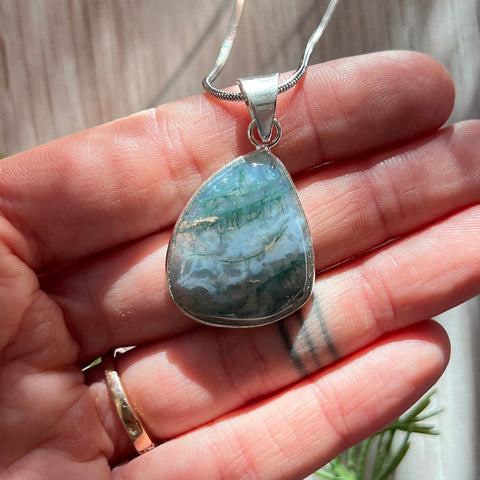 Ravenstone Moss Agate Necklace "Audrey"