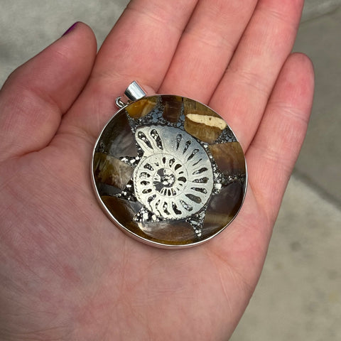 Ravenstone Pyritized Ammonite Necklace "Carly"