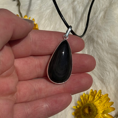 Ravenstone Rainbow Obsidian Necklace "Pedro"