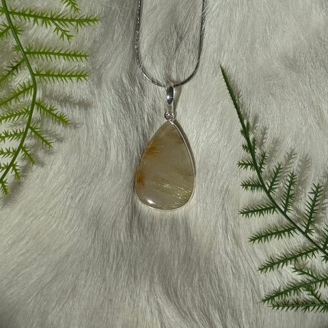 Ravenstone Rutilated Quartz Necklace "Avery"