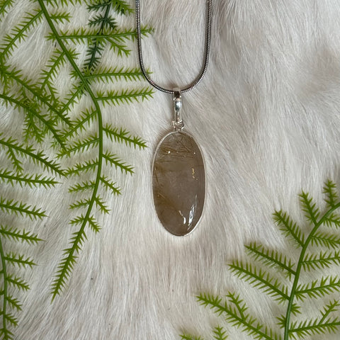 Ravenstone Rutilated Quartz Necklace "Fay"