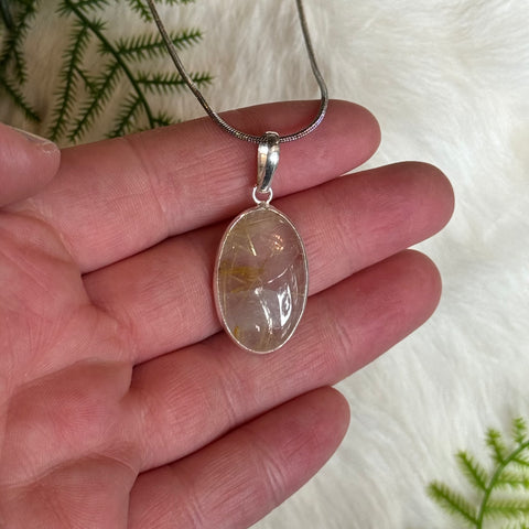 Ravenstone Rutilated Quartz Necklace "Kris"