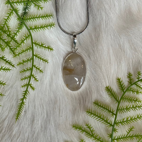 Ravenstone Rutilated Quartz Necklace "Kris"