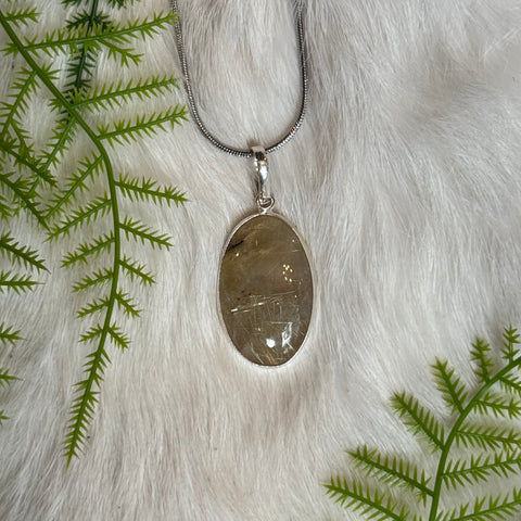 Ravenstone Rutilated Quartz Necklace "Misty"