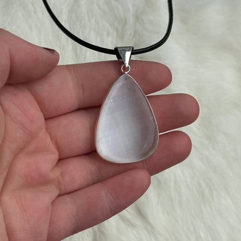 Ravenstone Selenite Necklace "Ruth"