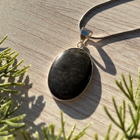 Ravenstone Silver Obsidian Necklace "Billie"