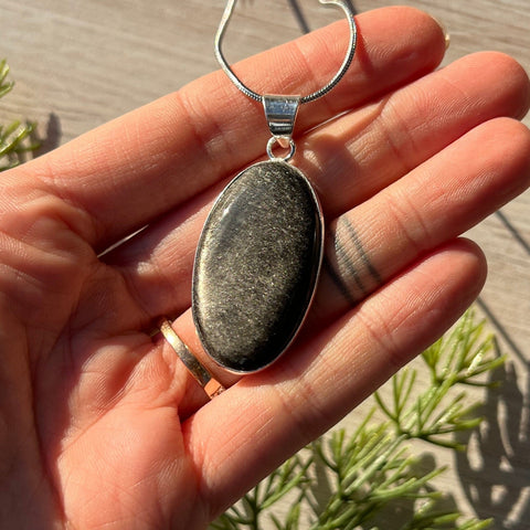 Ravenstone Silver Obsidian Necklace "Jenna"