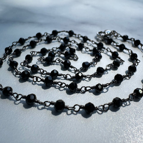 Ravenstone The Black Onyx Bead Necklace | Silver Oxide