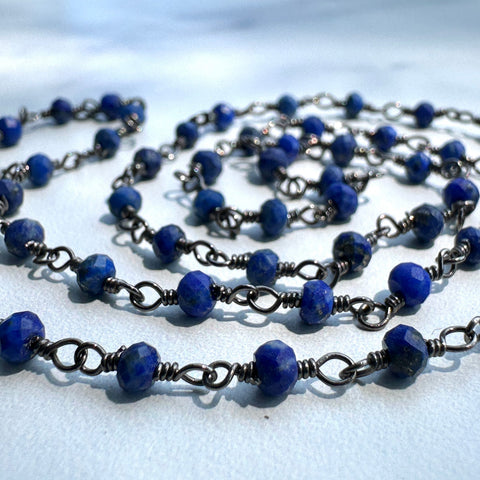 Ravenstone The Lapis Lazuli Bead Necklace | Silver Oxide