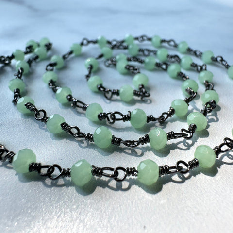 Ravenstone The Prehnite Bead Necklace | Silver Oxide
