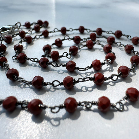 Ravenstone The Red Jasper Bead Necklace | Silver Oxide