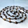 Ravenstone The Tiger's Eye Bead Necklace | Silver Oxide