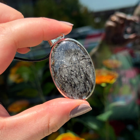 Ravenstone Tourmalated Quartz Necklace "Alys"