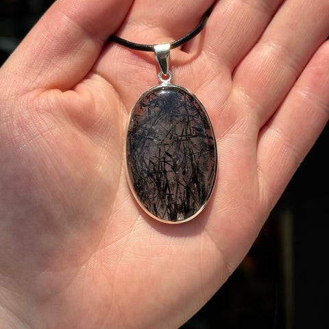 Ravenstone Tourmalated Quartz Necklace "Alys"