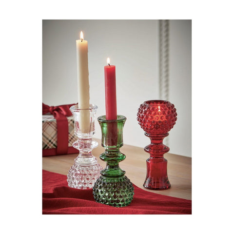 Tag Hobnail Glass Taper/Tealight Holder | Green