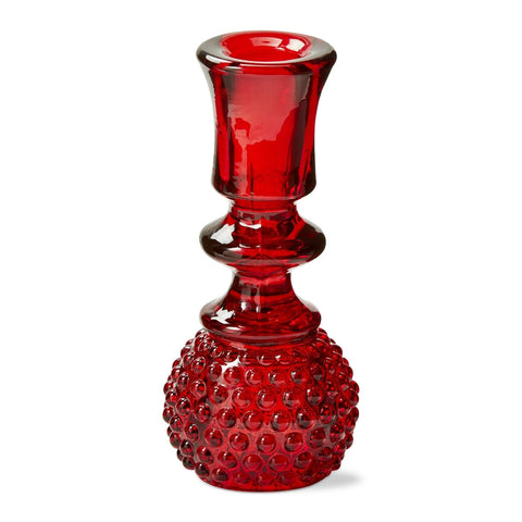 Tag Hobnail Glass Taper/Tealight Holder | Red